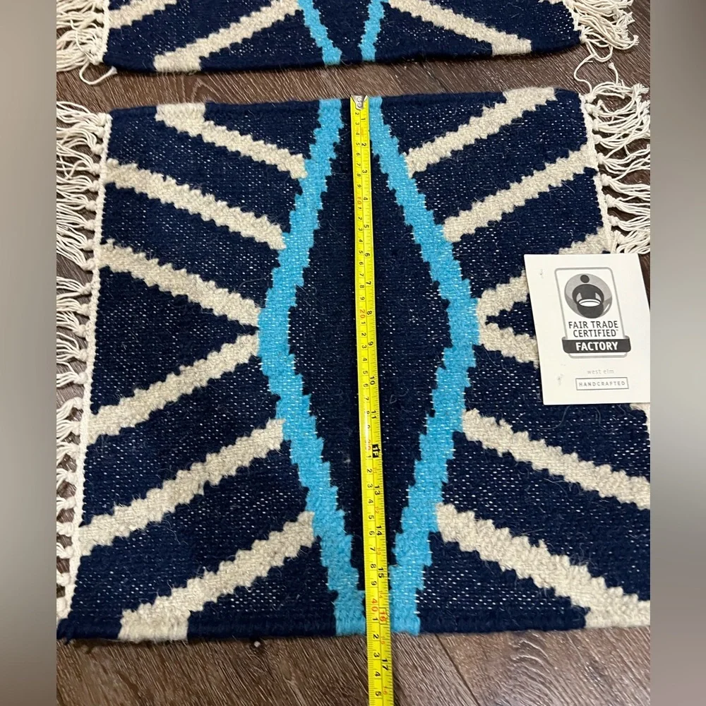 NWT west elm Geometric Fringe mat 2 total